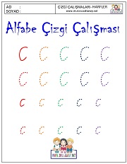 c harfi çizgi çalışması